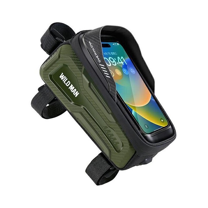 WILDMAN zippered bicycle frame bag 1L (4" - 7") M20 green