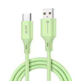 Cable USB A to USB C Forcell F-Energy QC4.0 3A 66W Silicone 1 m C342 green