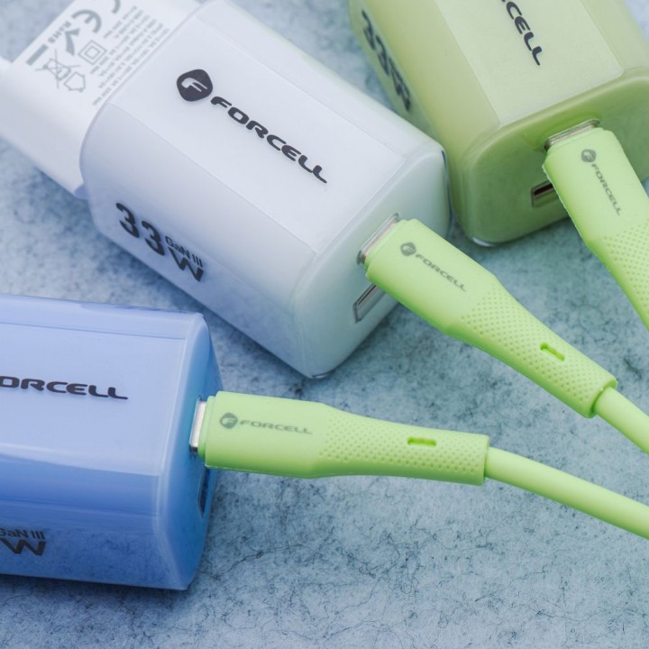 Cable USB C to Lightning Forcell F-Energy PD 3A 27W Silicone 1 m C346 green