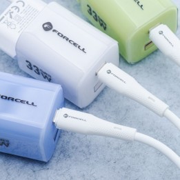 USB-A to USB-C cable Forcell F-Energy QC4.0 3A 66W Silicone 1 m C342 white