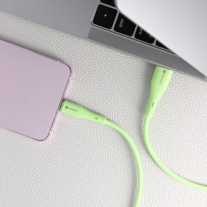 USB-A to USB-C cable Forcell F-Energy QC4.0 3A 66W Silicone 1 m C342 green