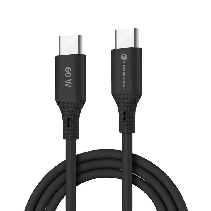 Кабель USB C — USB C Forcell F-Energy QC4.0 PD 3A 60W Silicone 1 m C344 чорний