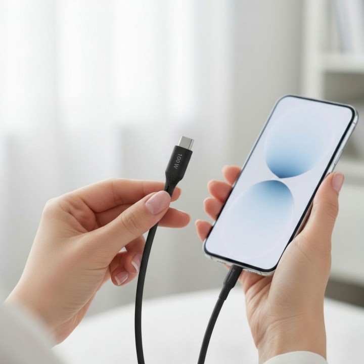 Cable USB C to USB C Forcell F-Energy QC4.0 PD 5A 100W Silicone 1 m C347 black