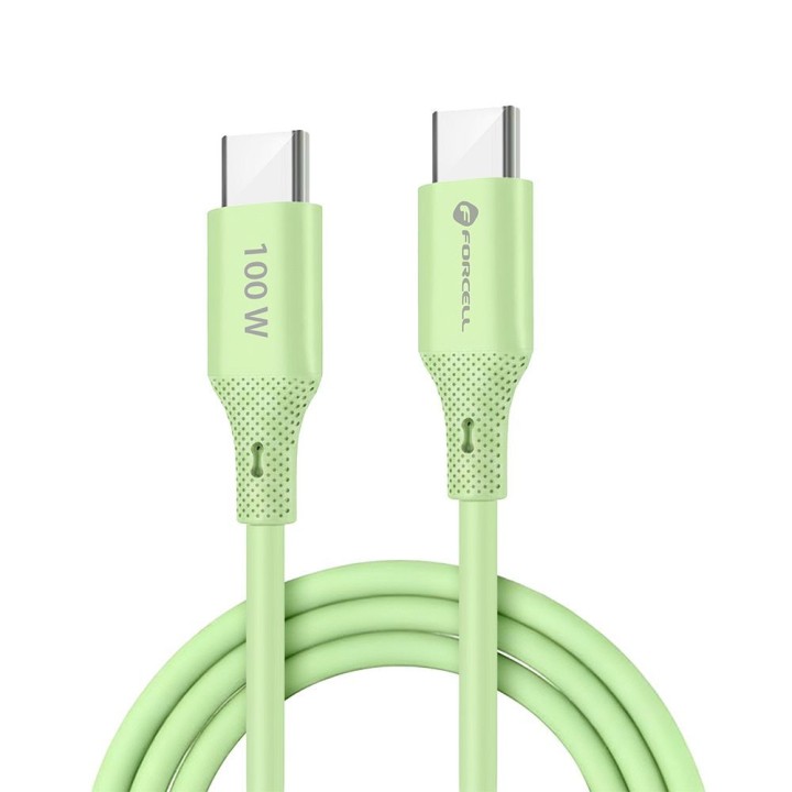Кабель USB-C – USB-C Forcell F-Energy QC4.0 PD 5A 100W Silicone 1 m C347 зелений