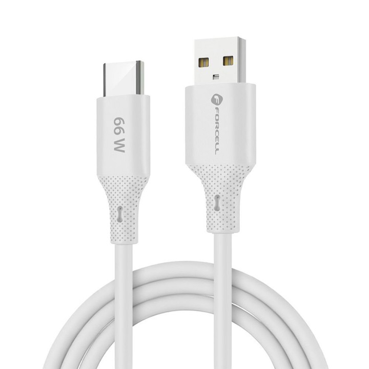 Cable USB A to USB C Forcell F-Energy QC4.0 3A 66W Silicone 1 m C342 white