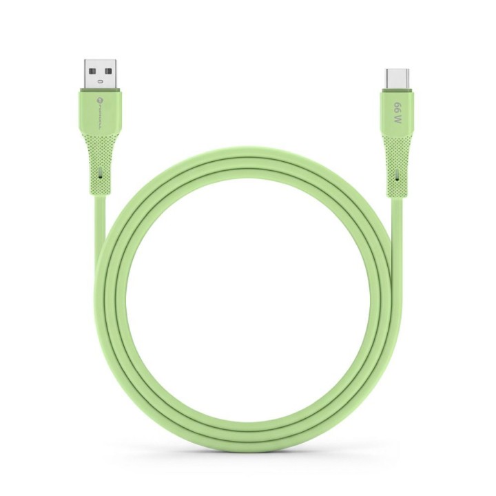 Cable USB A to USB C Forcell F-Energy QC4.0 3A 66W Silicone 1 m C342 green