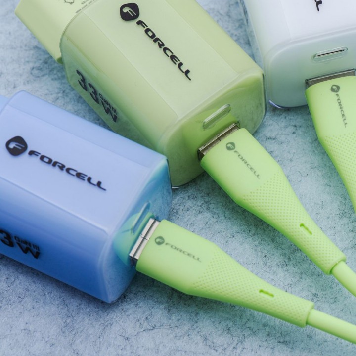 Кабель USB-C – USB-C Forcell F-Energy QC4.0 PD 3A 60W Silicone 1 m C344 зелений