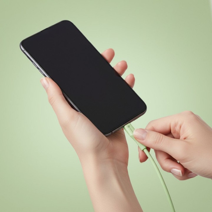USB-C to USB-C cable Forcell F-Energy QC4.0 PD 5A 100W Silicone 1 m C347 green