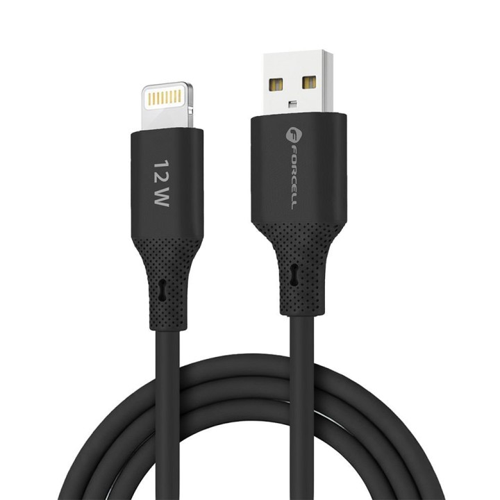 Кабель USB A — Lightning Forcell F-Energy 2,4A 12W Silicone 1 m C343 чорний