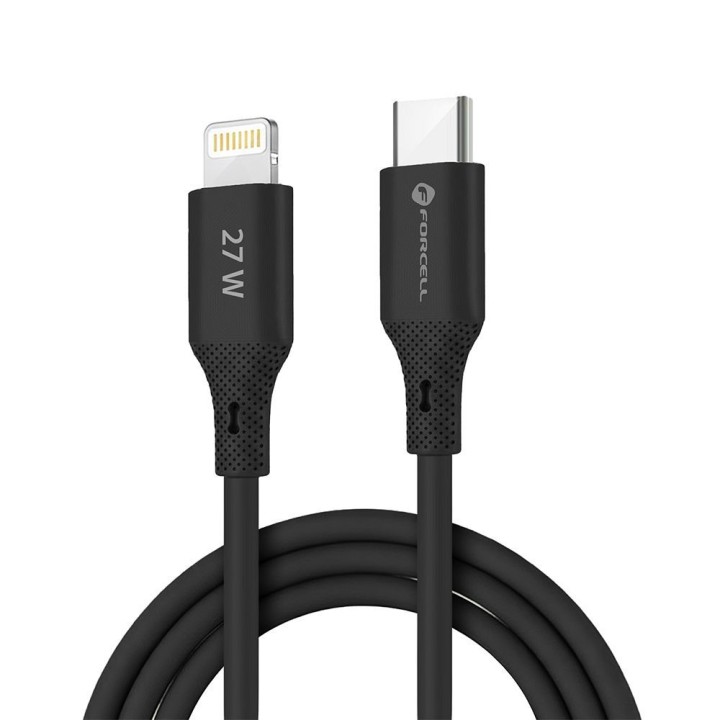 Кабель USB-C – Lightning Forcell F-Energy PD 3A 27W Silicone 1 m C346 черный