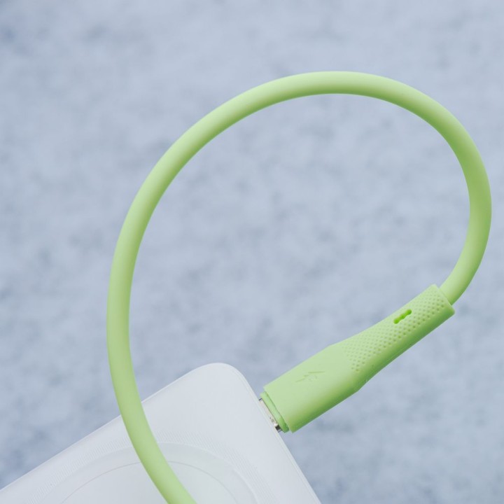 Cable USB A to USB C Forcell F-Energy QC4.0 3A 66W Silicone 1 m C342 green