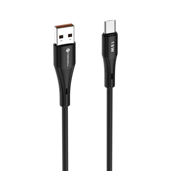 Кабель USB A — Micro USB Forcell F-Energy QC3.0 2,4A 18W Silicone 1 m C341 черный
