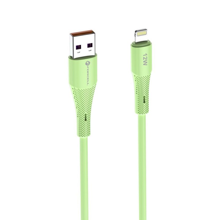 Кабель USB A — Lightning Forcell F-Energy 2,4A 12W Silicone 1 m C343 зелений