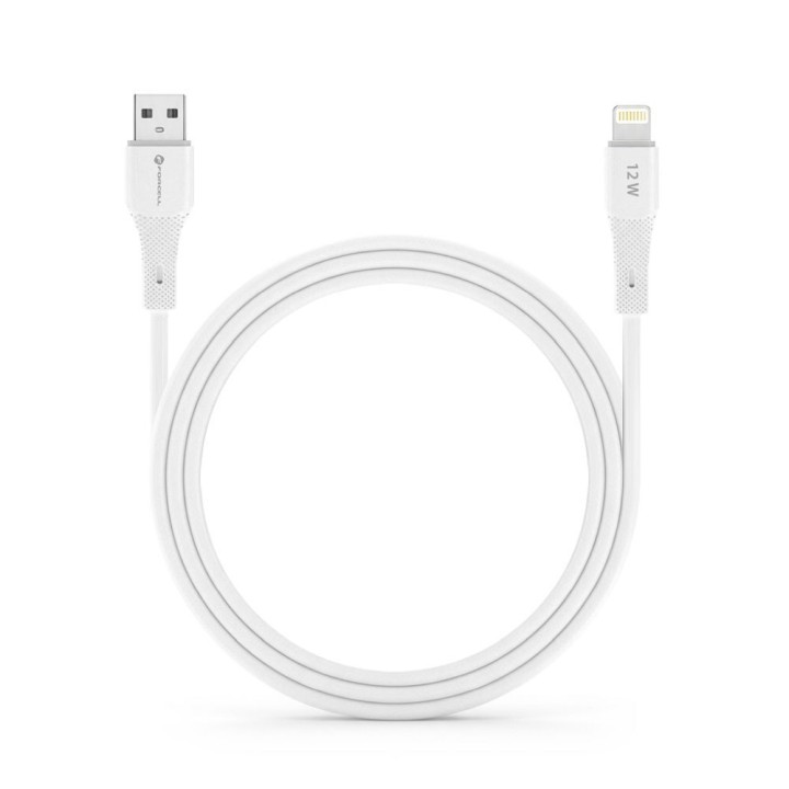Cable USB A to Lightning Forcell F-Energy 2,4A 12W Silicone 1 m C343 white