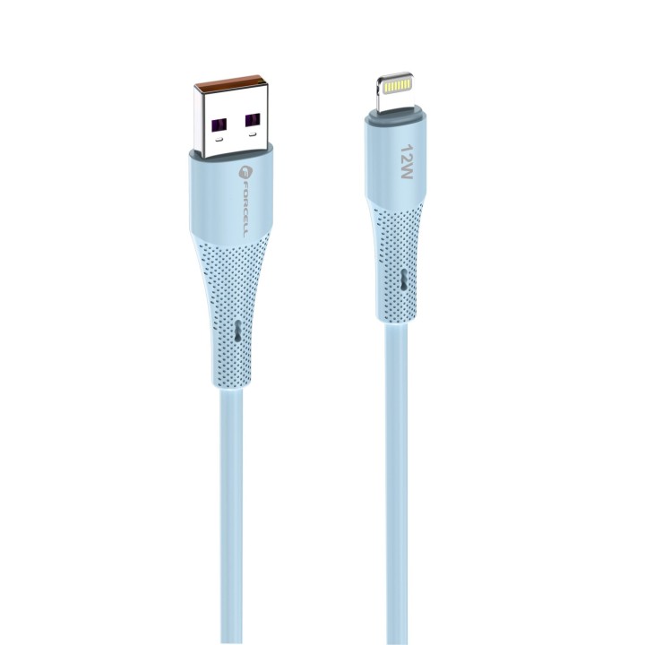 Кабель USB A — Lightning Forcell F-Energy 2,4A 12W Silicone 1 m C343 синій