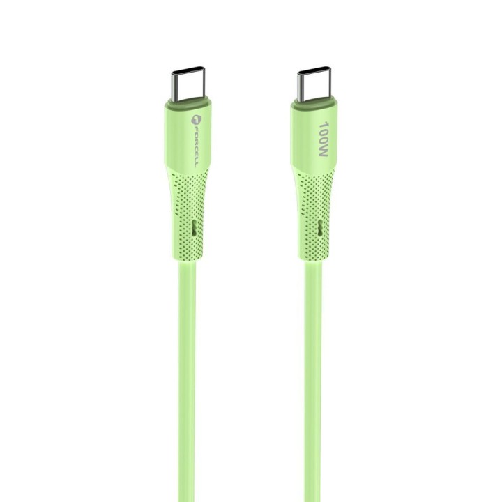 Кабель USB-C – USB-C Forcell F-Energy QC4.0 PD 5A 100W Silicone 1 m C347 зелений