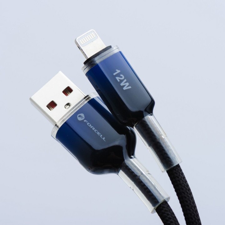 Кабель USB A — Lightning Forcell F-Energy 2,4A 12W Gradient 1 m C353 черный 0INT