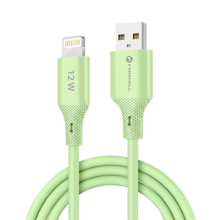 Кабель USB A — Lightning Forcell F-Energy 2,4A 12W Silicone 1 m C343 зеленый