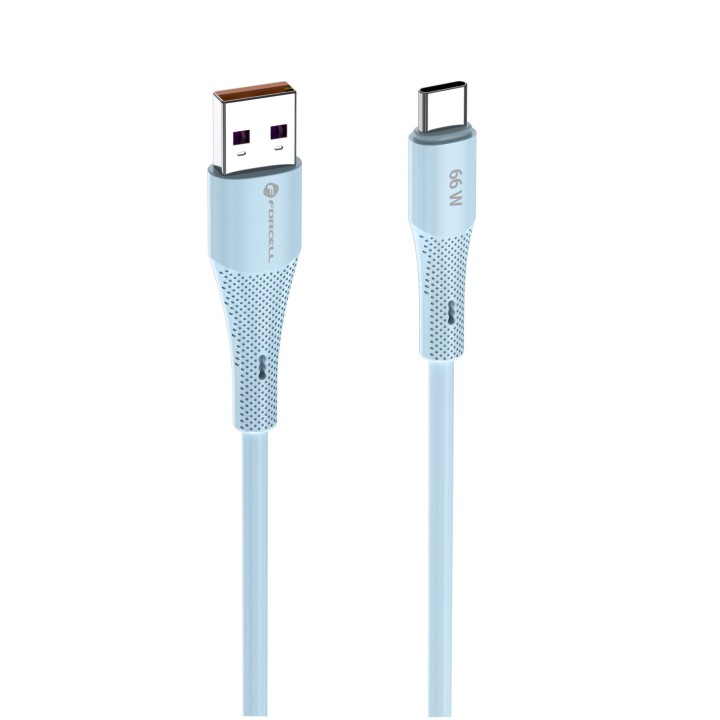 Cable USB A to USB C Forcell F-Energy QC4.0 3A 66W Silicone 1 m C342 blue