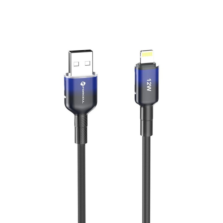 Cable USB A to Lightning Forcell F-Energy 2,4A 12W Gradient 1 m C353 black 0INT
