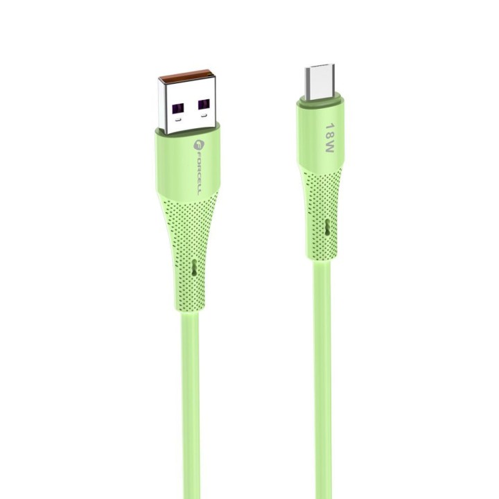 Кабель USB A — Micro USB Forcell F-Energy QC3.0 2,4A 18W Silicone 1 m C341 зелений