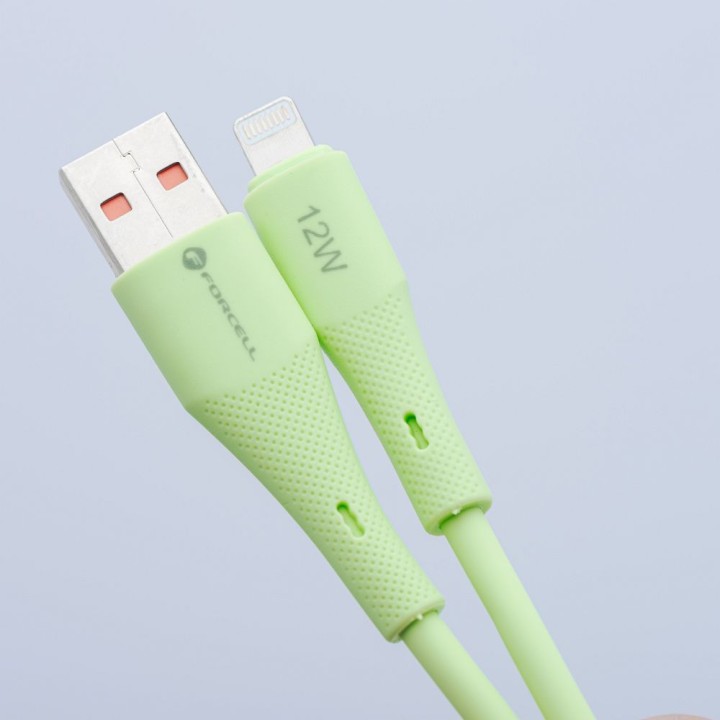 Кабель USB A — Lightning Forcell F-Energy 2,4A 12W Silicone 1 m C343 зеленый