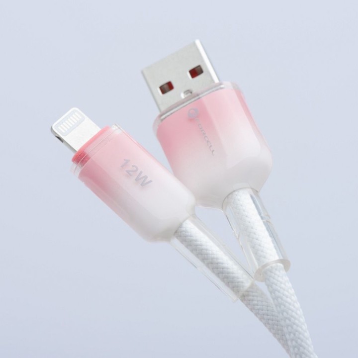Cable USB A for Lightning Forcell F-Energy 2,4A 12W Gradient 1 m C353 white