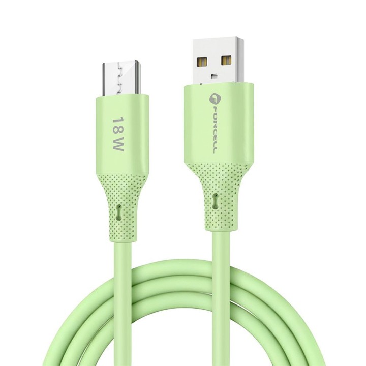 Кабель USB A — Micro USB Forcell F-Energy QC3.0 2,4A 18W Silicone 1 m C341 зеленый