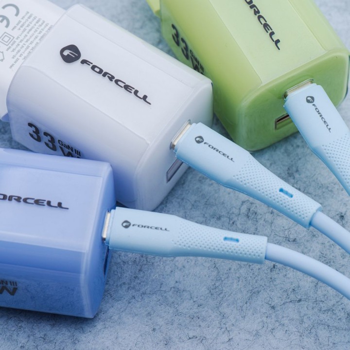 Cable USB A to USB C Forcell F-Energy QC4.0 3A 66W Silicone 1 m C342 blue