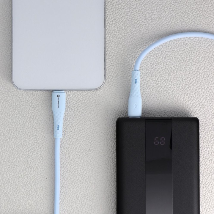 Cable USB C to USB C Forcell F-Energy QC4.0 PD 5A 100W Silicone 1 m C347 blue