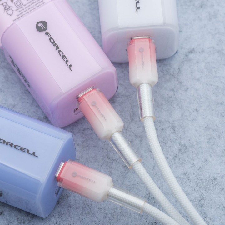 Cable USB C to USB C Forcell F-Energy QC4.0 PD 5A 100W Gradient 1 m C357 white 0INT