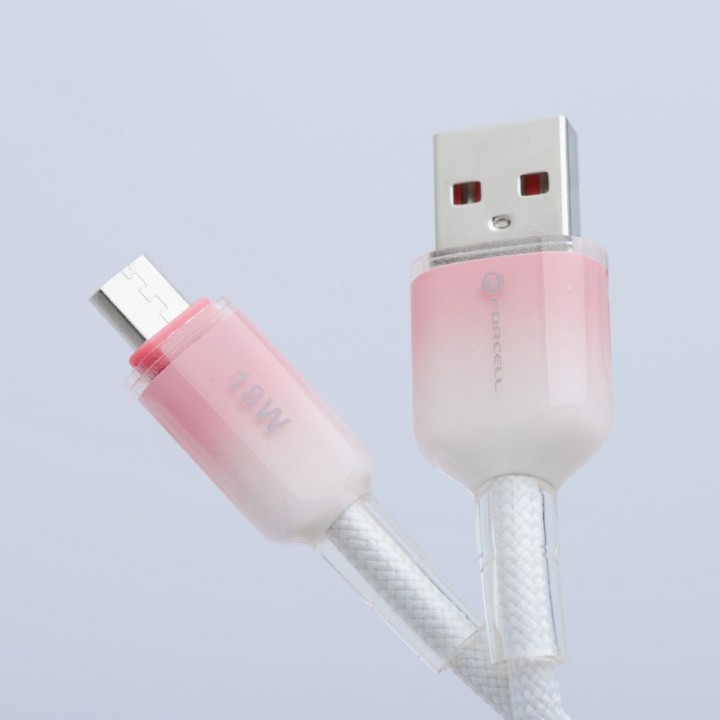 Кабель USB A для Micro USB Forcell F-Energy QC3.0 2,4A 18W Gradient 1 m C351 білий