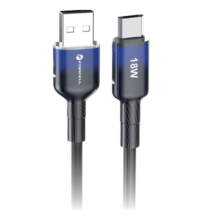 Кабель USB A — Micro USB Forcell F-Energy QC3.0 2,4A 18W Gradient 1 m C351 чорний