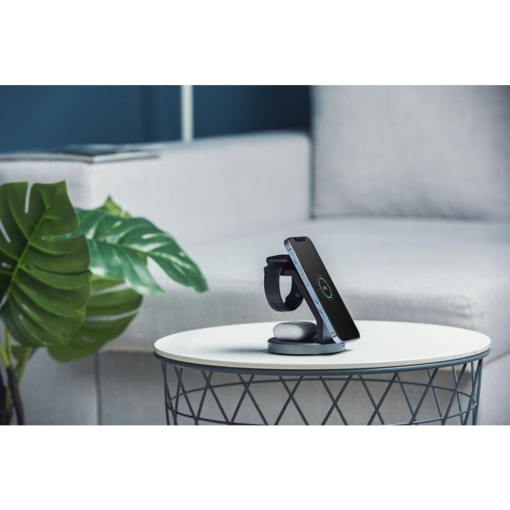 FORCELL бездротовий зарядний пристрій Qi 3 в 1 15W Solid Mag Charger, сумісний із MagSafe, чорний