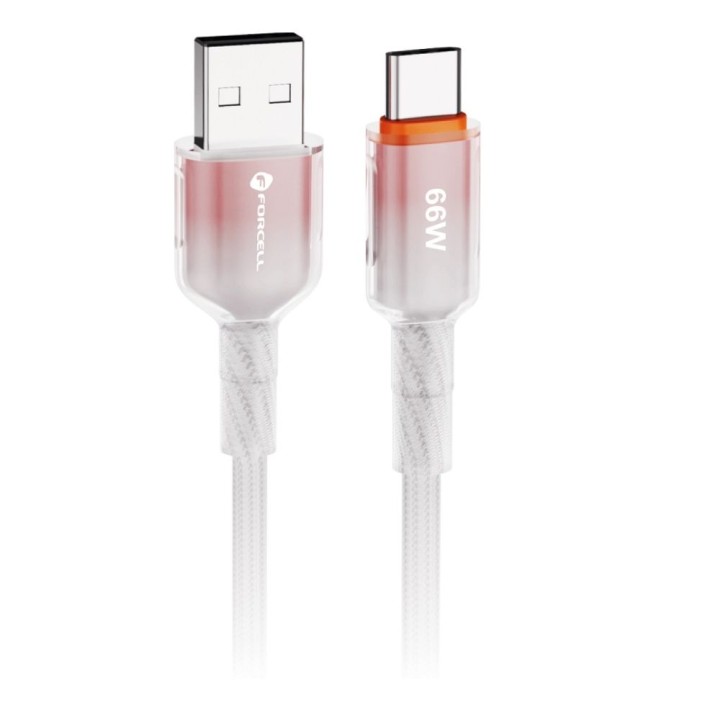 Кабель USB-A – USB-C Forcell F-Energy QC4.0 3A 66W Gradient 1 m C352 белый