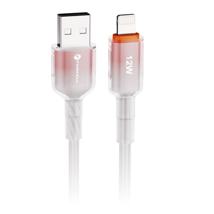 Кабель USB A — Lightning Forcell F-Energy 2,4A 12W Gradient 1 m C353 білий