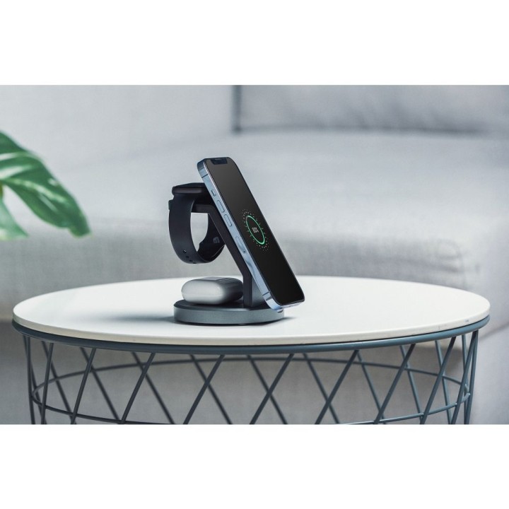 FORCELL wireless charger Qi 3-in-1 15W Solid Mag Charger compatible with MagSafe black