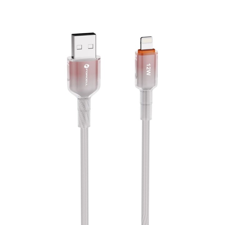 Cable USB A for Lightning Forcell F-Energy 2,4A 12W Gradient 1 m C353 white