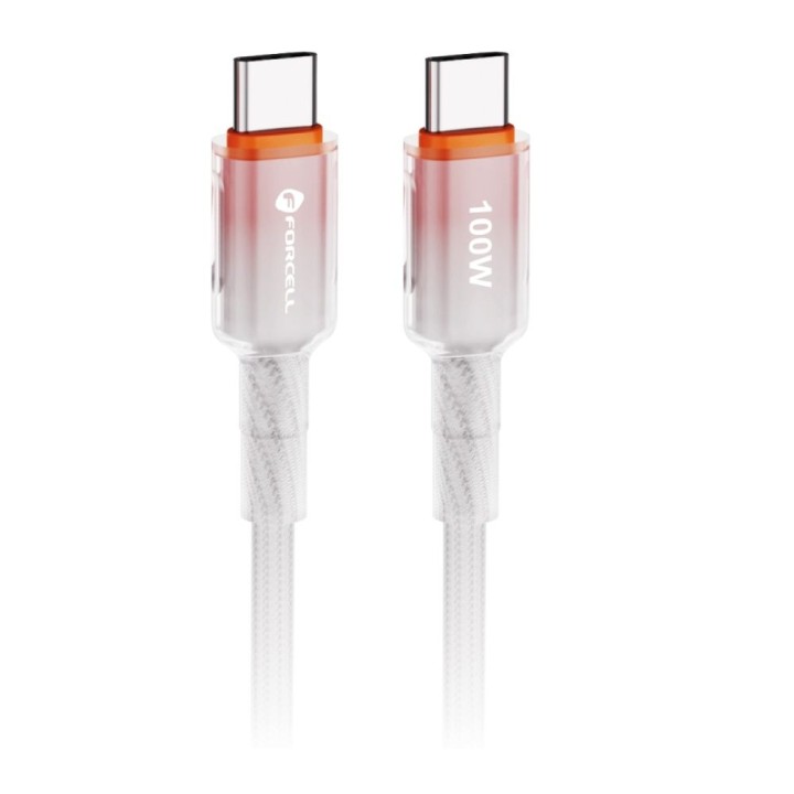 Кабель USB-C – USB-C Forcell F-Energy QC4.0 PD 5A 100W Gradient 1 m C357 белый 0INT