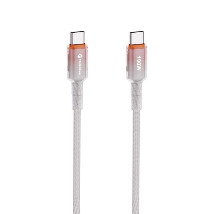 Cable USB C to USB C Forcell F-Energy QC4.0 PD 5A 100W Gradient 1 m C357 white 0INT