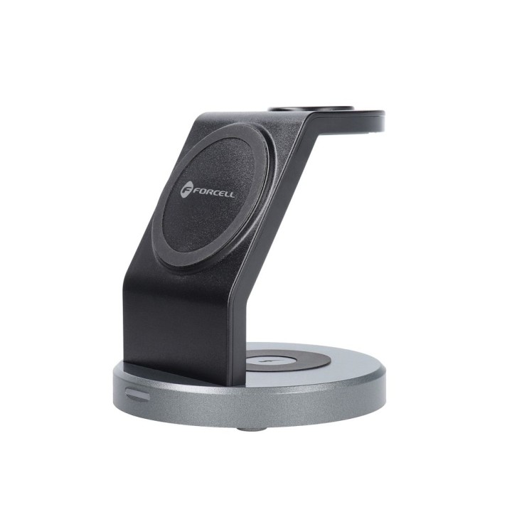 FORCELL беспроводное зарядное устройство Qi 3 в 1 15W Solid Mag Charger, совместимое с MagSafe, черное