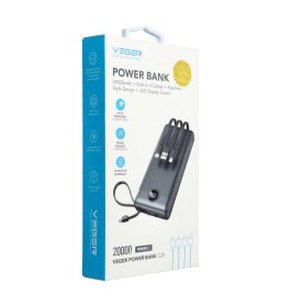 Bateria zewnętrzna (POWER BANK) VEGER C20 - 20 000mAh (Micro + Typ C + Lightning 8-pin) czarny (W2047)