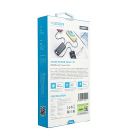 Зовнішній акумулятор (POWER BANK) VEGER C20 - 20 000mAh (Micro + Type C + Lightning 8-pin) чорний (W2047)