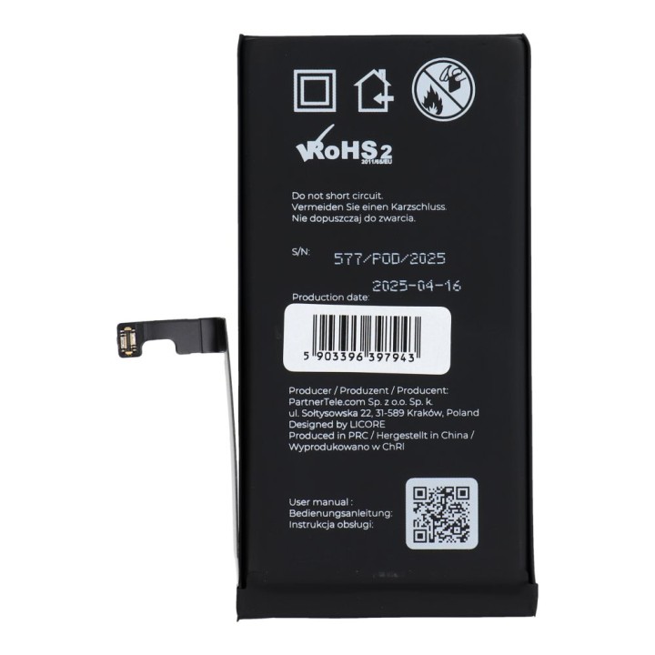 LICORE аккумулятор для IPHONE 15 3349 mAh