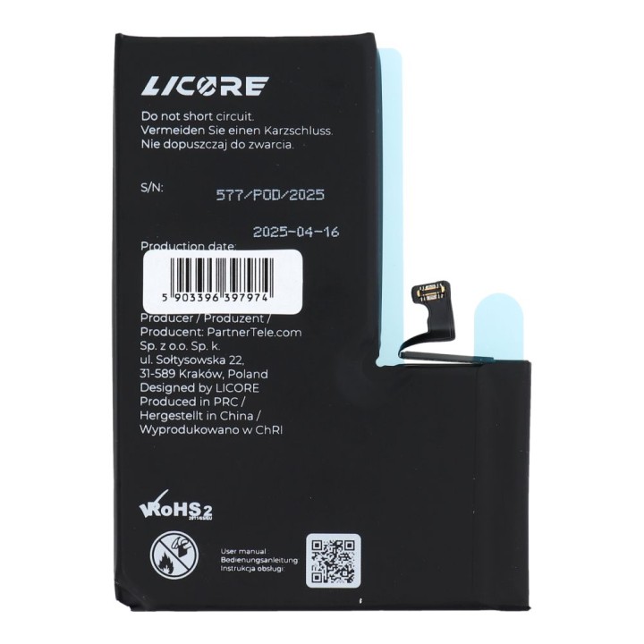 LICORE аккумулятор для IPHONE 15 Pro Max 4422 mAh