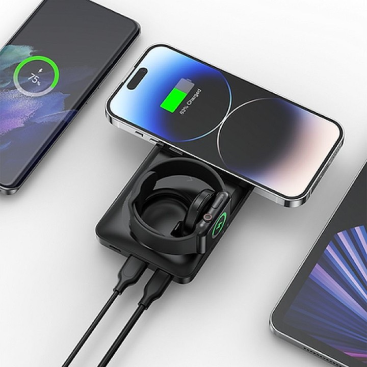 Повербанк, сумісний із Magsafe Veger MagMulti (W1156) PD QC3.0 3A 22,5W 10000 mAh, із бездротовим заряджанням чорний