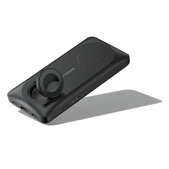 Повербанк совместимый с MagSafe Veger MagMulti (W1156) PD QC3.0 3A 22,5W 10000 mAh с зарядкой беспроводным черный