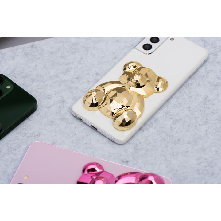 Stand for phone bear - stick-on - gold