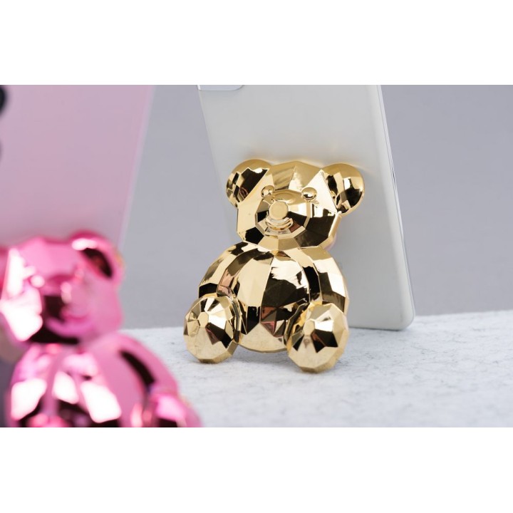 Stojak for phone Teddy bear - stick-on - gold