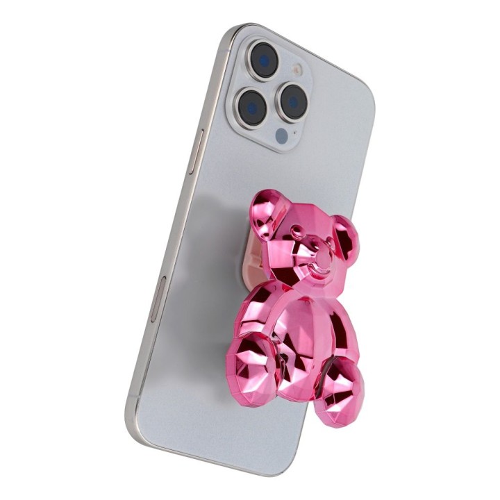 Stand for phone bear - stick-on - pink